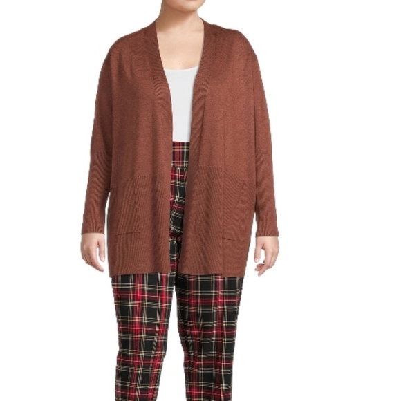 TERRA & SKY WOMEN'S PLUS SIZE OPEN FRONT FINE GAUGE CARDIGAN - Picture 1 of 8